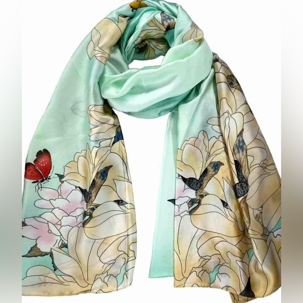 Lightweight Head Scarf Scarves Elegant Floral Pattern Sunscreen Shawls and Wrap